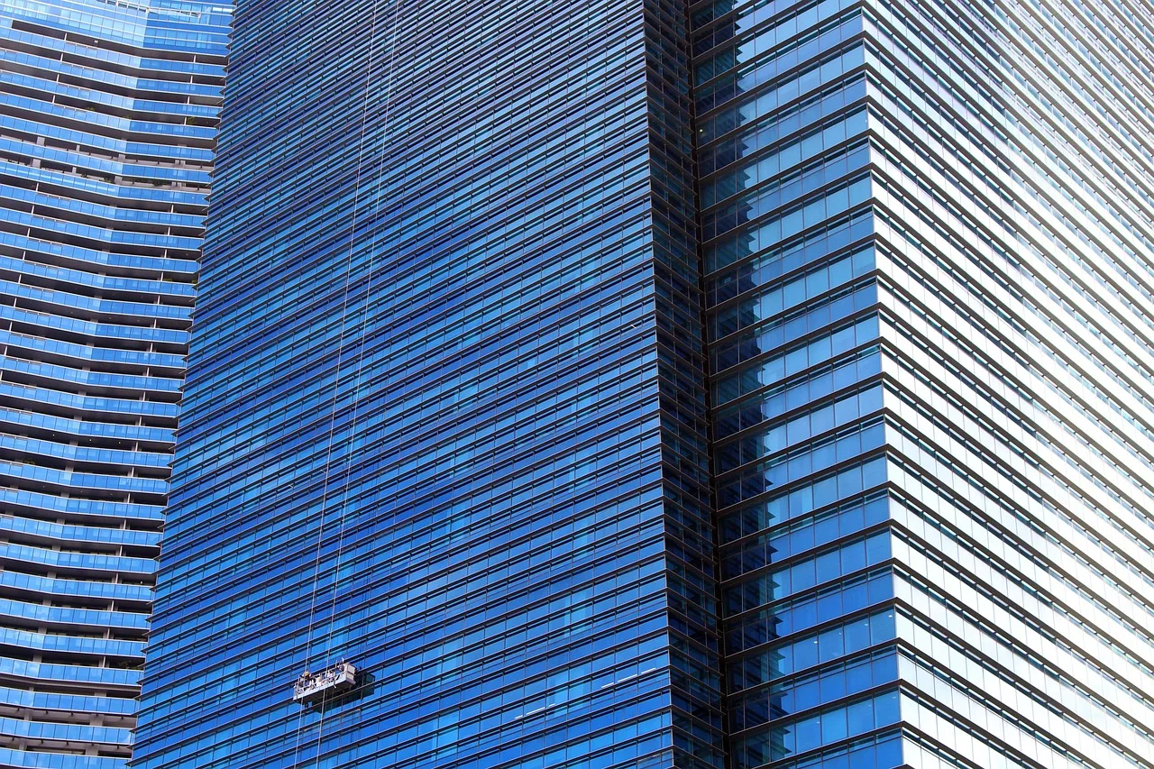 skyscraper, window cleaner, clean, glass cleaner, window, architecture, facade, building, city, glass, skyscrapers, modern, high, office, glass facade, reflection, big city, blue, singapore. Commercial cleaning employee pay: a cost framework