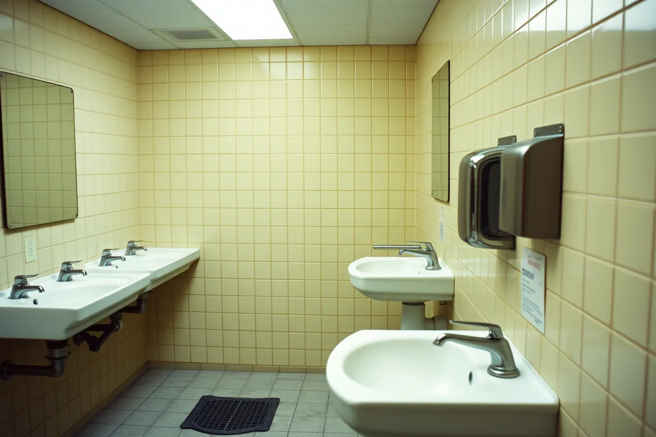 Estimator counting restroom fixtures during a cleaning walkthrough (How to Respond to a Commercial Cleaning RFP Without Underpricing the Walkthrough)